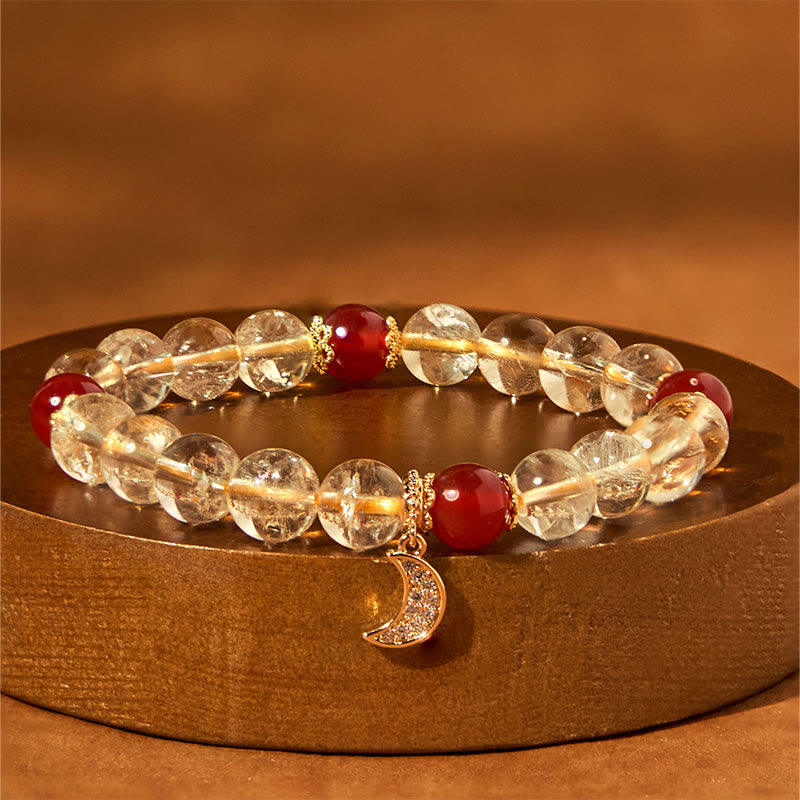 Foviel Citrin Rot Achat Mond Wohlstand Armband