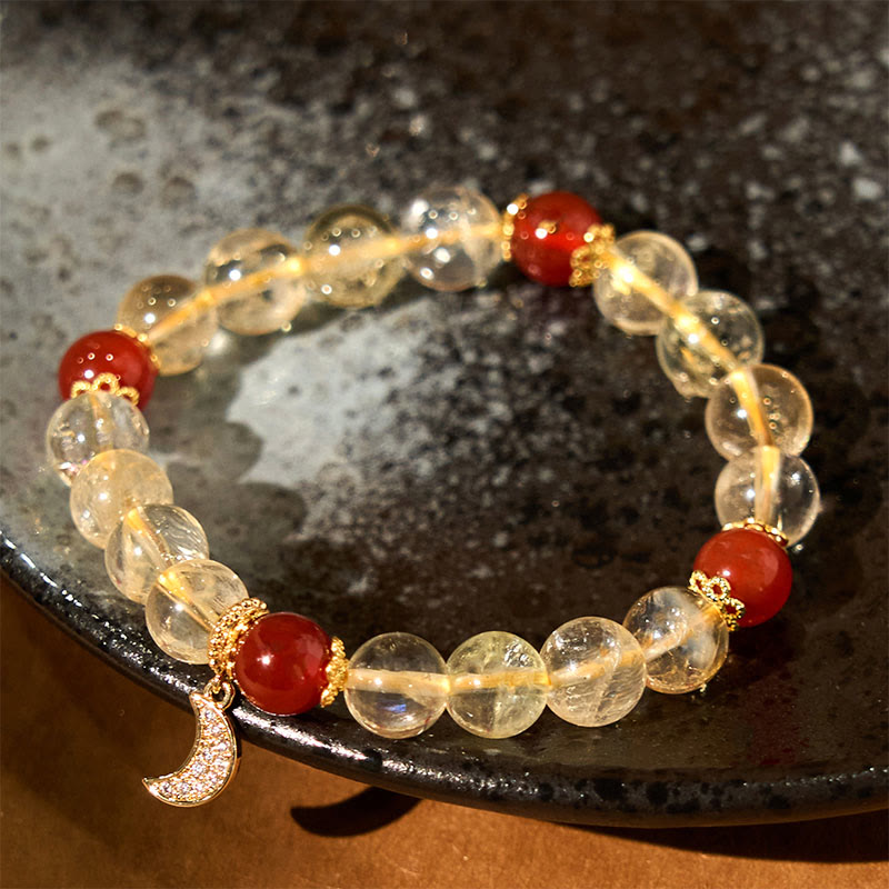 Foviel Citrin Rot Achat Mond Wohlstand Armband