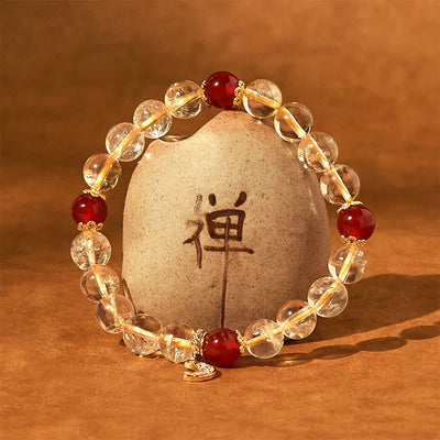 Foviel Citrin Rot Achat Mond Wohlstand Armband