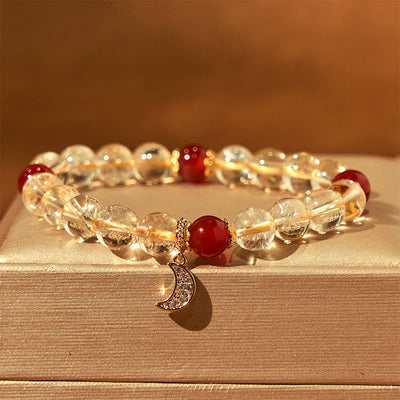 Foviel Citrin Rot Achat Mond Wohlstand Armband