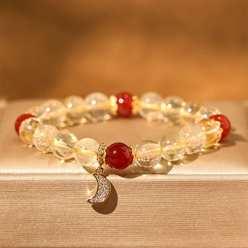 Foviel Citrin Rot Achat Mond Wohlstand Armband