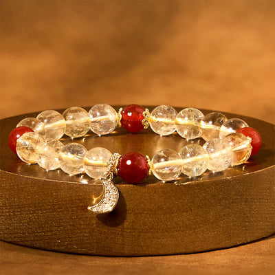 Foviel Citrin Rot Achat Mond Wohlstand Armband