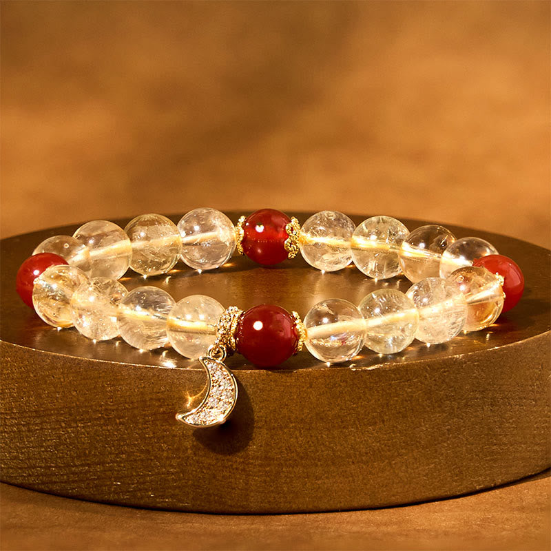 Foviel Citrin Rot Achat Mond Wohlstand Armband