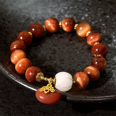 Foviel Natural Red Tiger Eye Pumpkin Calm Bracelet