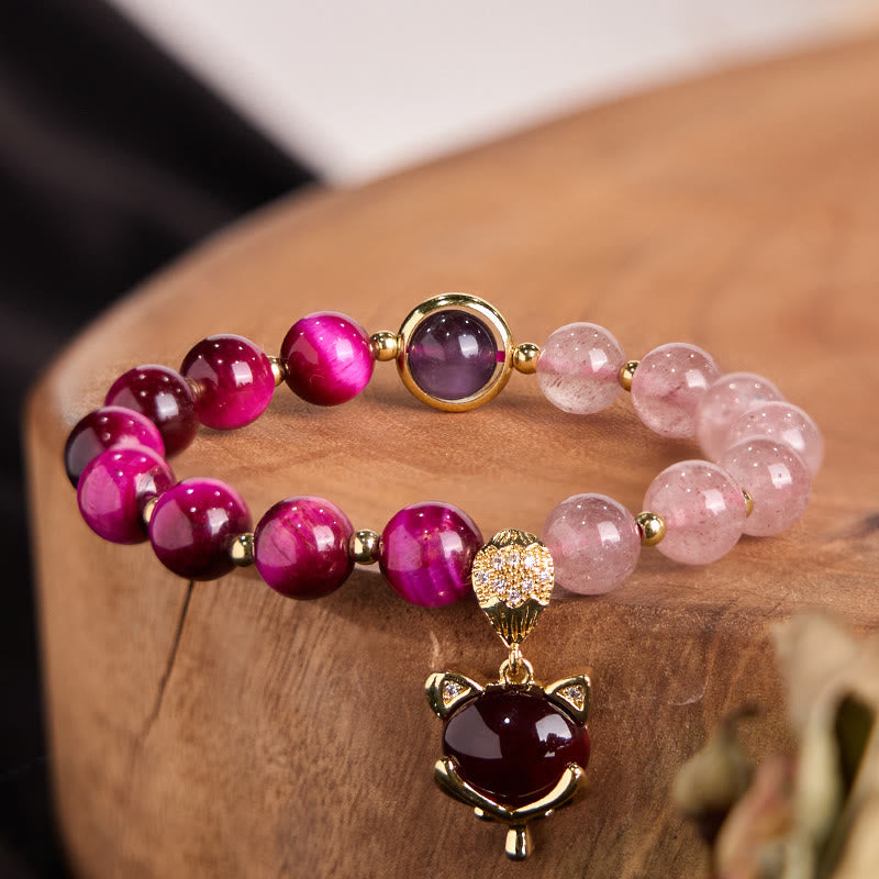Bracelet Pixiu en quartz fraise naturel Foviel – Amour