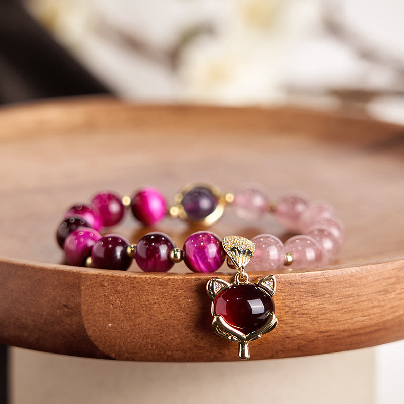 Bracelet Pixiu en quartz fraise naturel Foviel – Amour