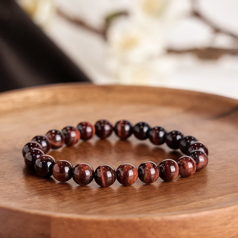 Bracelet de perles de lithothérapie en œil de tigre naturel Foviel