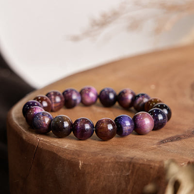 Foviel Natürliche lila Tiger Augenschutz Kraft Armband