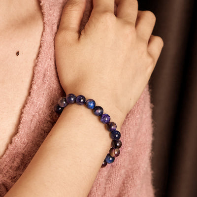 Foviel Natürliche lila Tiger Augenschutz Kraft Armband