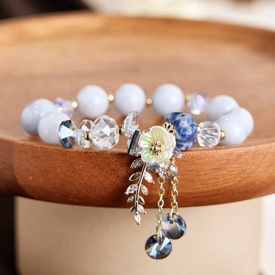 Foviel Blue Crystal Amethyst Sun Stone Green Aventurine Healing Bracelet