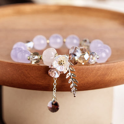 Foviel Blue Crystal Amethyst Sun Stone Green Aventurine Healing Bracelet