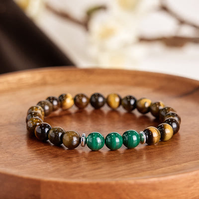 Bracelet de courage Foviel en œil-de-tigre et œil-de-tigre vert