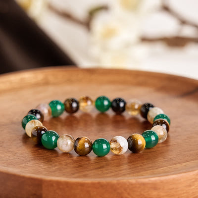 Foviel Natural Tiger Eye Green Agate Citrine Mix And Match Beads Protection Bracelet