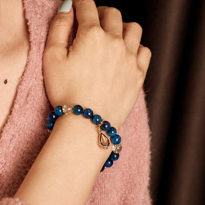 Foviel Blau Tigerauge Weiß Kristall Wassertropfen Stärke Armband