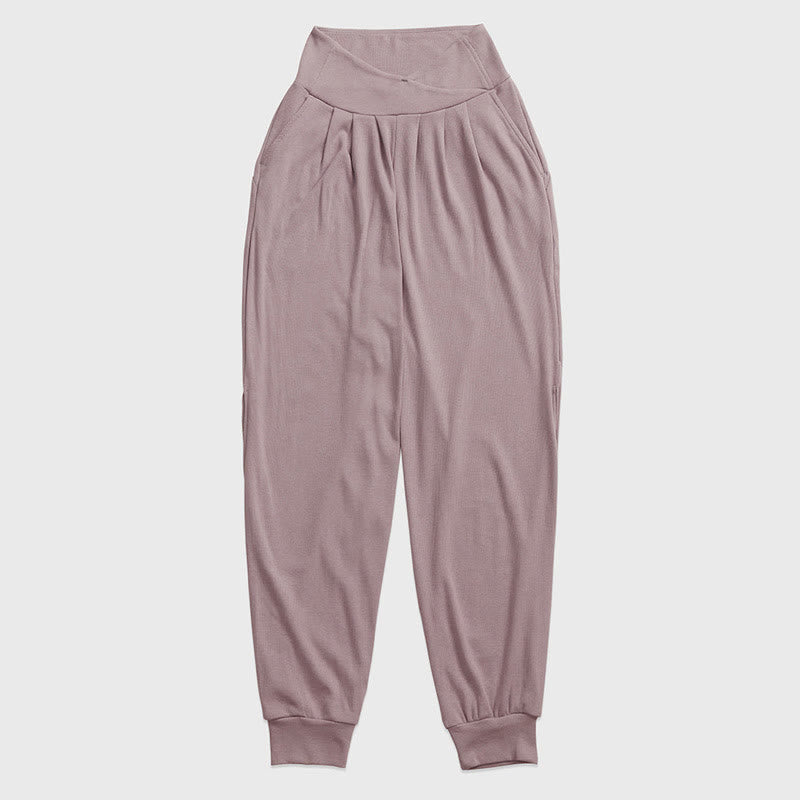 Foviel Casual Plain Gewindeschliff Saum Damen Spandex Hose mit Taschen