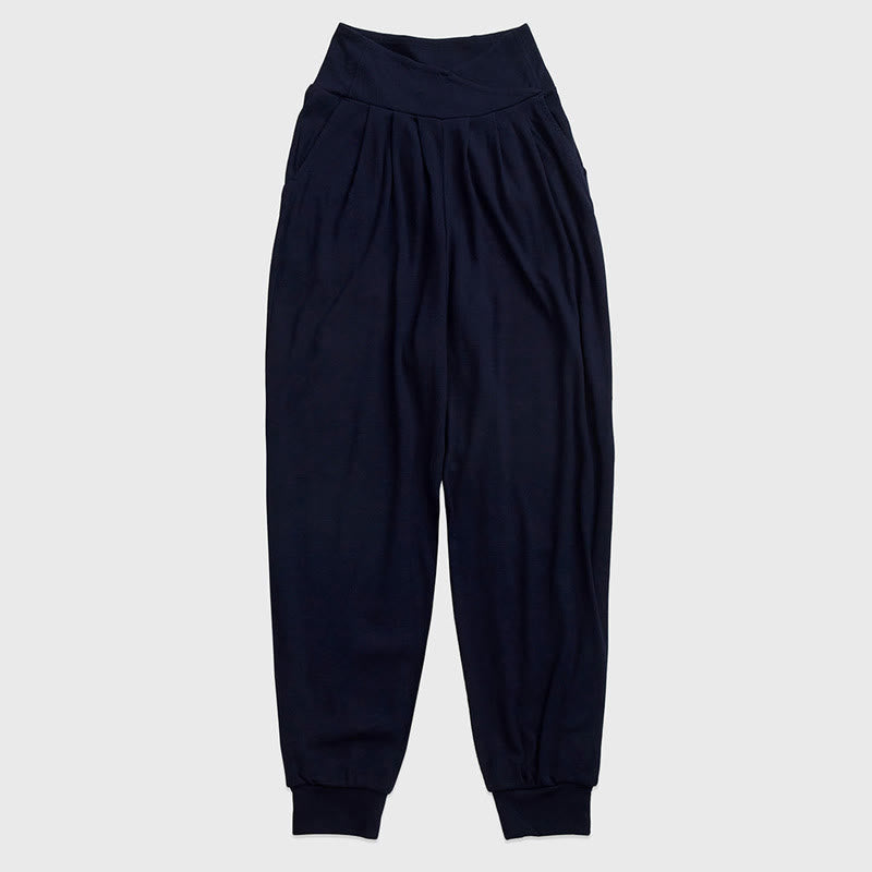 Foviel Casual Plain Gewindeschliff Saum Damen Spandex Hose mit Taschen