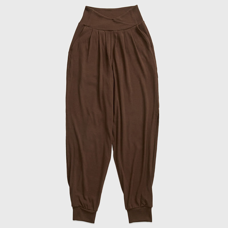 Foviel Casual Plain Gewindeschliff Saum Damen Spandex Hose mit Taschen
