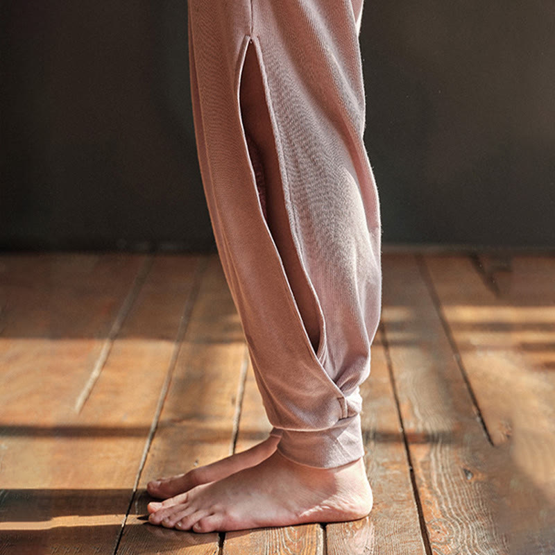 Foviel Casual Plain Gewindeschliff Saum Damen Spandex Hose mit Taschen