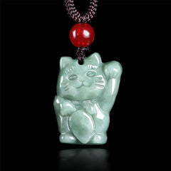 Foviel Glücks Cat Jade Abundance Halskette Anhänger