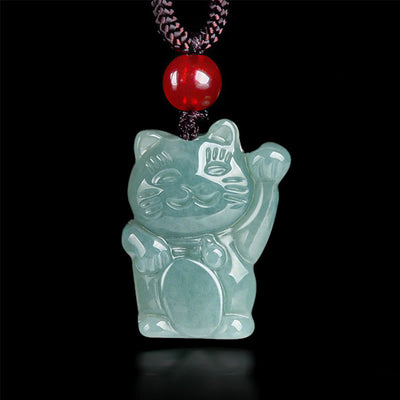 Foviel Glücks Cat Jade Abundance Halskette Anhänger