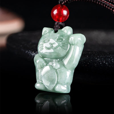 Foviel Glücks Cat Jade Abundance Halskette Anhänger