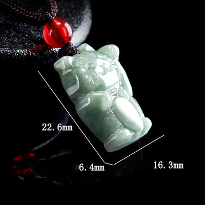 Foviel Glücks Cat Jade Abundance Halskette Anhänger