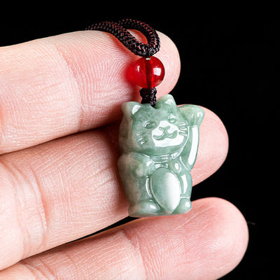 Foviel Glücks Cat Jade Abundance Halskette Anhänger