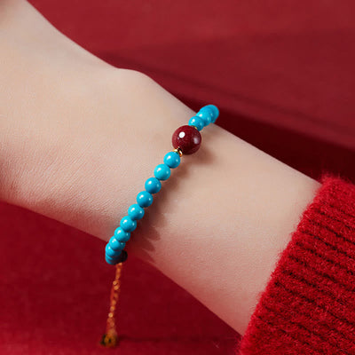 Foviel 925 Sterling Silber Türkis Zinnober Reinigung Armband