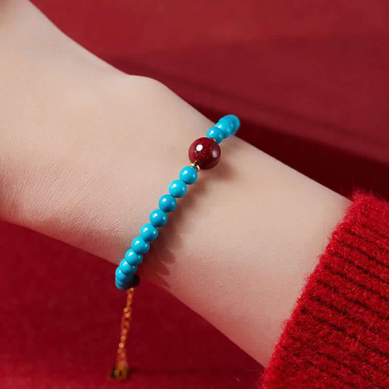 Foviel 925 Sterling Silber Türkis Zinnober Reinigung Armband