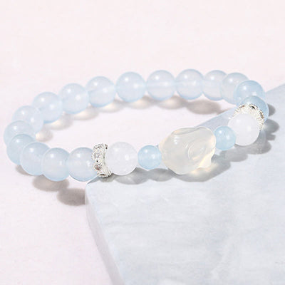 Foviel Blau Chalcedon Weiß Achat Kaninchen Emotional Balance Armband