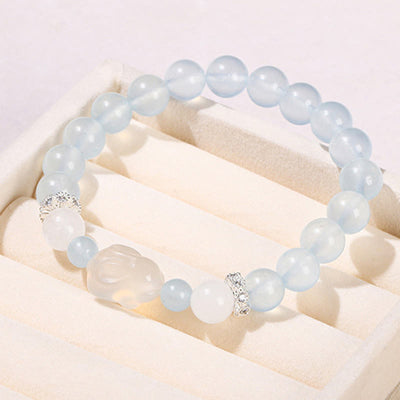 Foviel Blau Chalcedon Weiß Achat Kaninchen Emotional Balance Armband