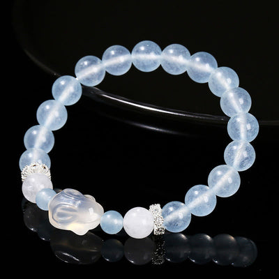 Foviel Blau Chalcedon Weiß Achat Kaninchen Emotional Balance Armband