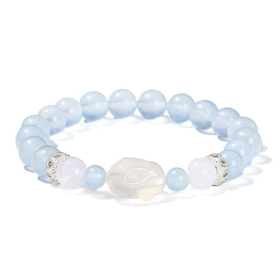 Foviel Blau Chalcedon Weiß Achat Kaninchen Emotional Balance Armband