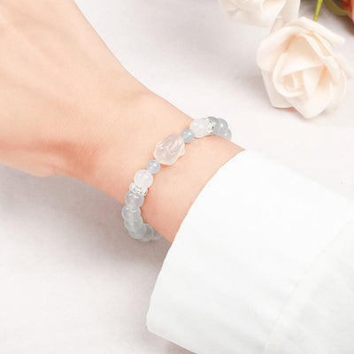 Foviel Blau Chalcedon Weiß Achat Kaninchen Emotional Balance Armband