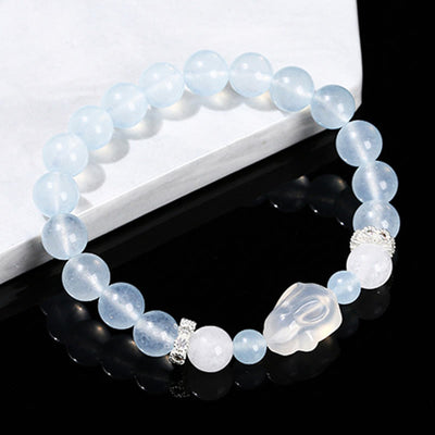 Foviel Blau Chalcedon Weiß Achat Kaninchen Emotional Balance Armband