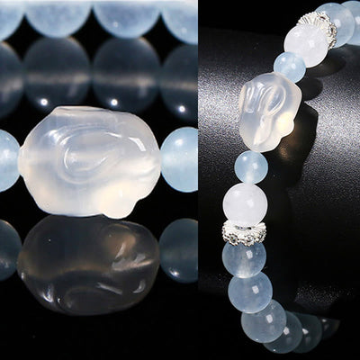 Foviel Blau Chalcedon Weiß Achat Kaninchen Emotional Balance Armband