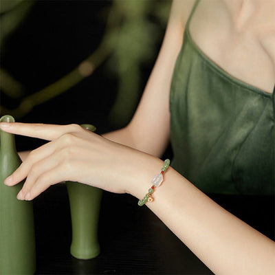 Foviel Natürliche Hetian-Jade Achat Kaninchen Kupfer Münze Glück Armband