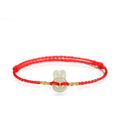 Bracelet porte-bonheur cordon lapin mignon en jade de Hetian Foviel