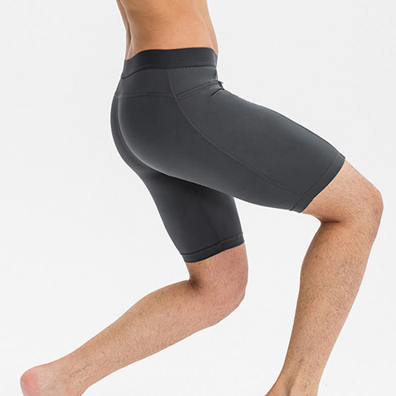 Foviel Men's Tight Stretch High Elasticity Quick Dry Sports Shorts With Zipper Pockets