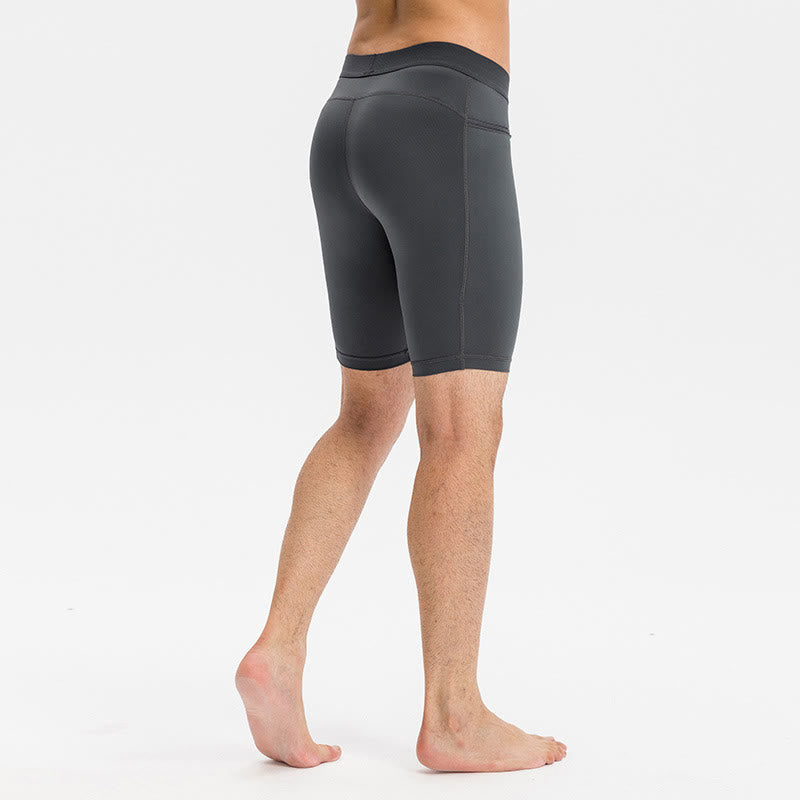 Foviel Herren eng Stretch High Elasticity Quick Dry Sports Shorts mit Reißverschluss Taschen