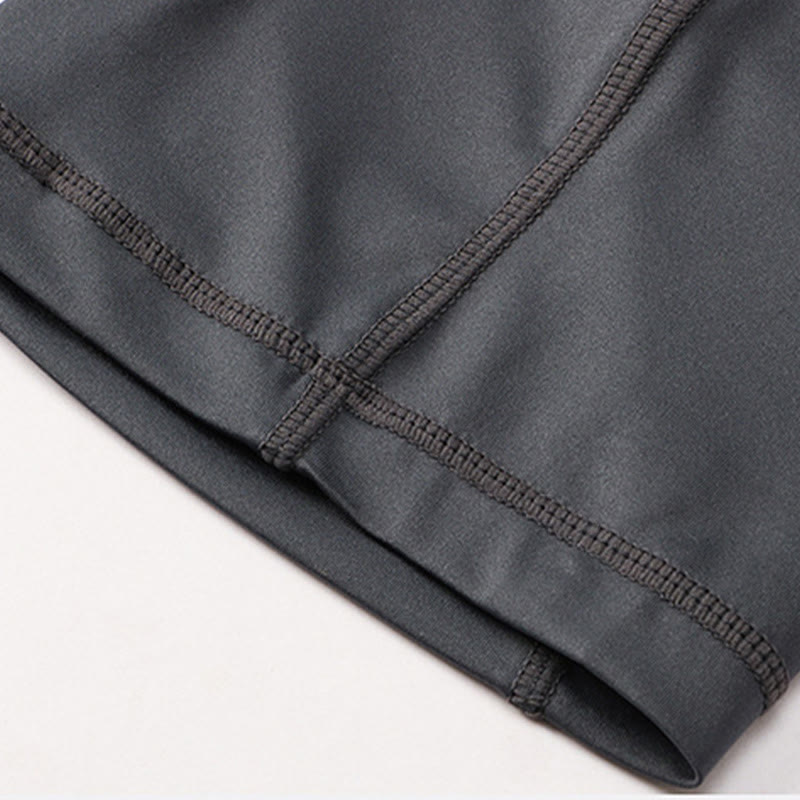 Foviel Men's Tight Stretch High Elasticity Quick Dry Sports Shorts With Zipper Pockets