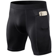 Short de sport pour homme Foviel, moulant, extensible, hautement élastique et à séchage rapide, avec poches zippées