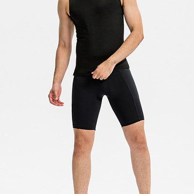 Foviel Men's Tight Stretch High Elasticity Quick Dry Sports Shorts With Zipper Pockets