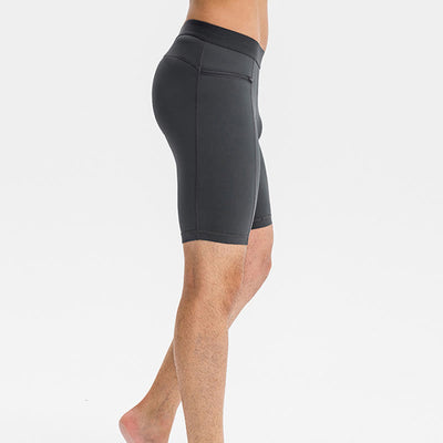 Foviel Men's Tight Stretch High Elasticity Quick Dry Sports Shorts With Zipper Pockets