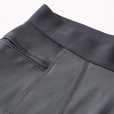 Foviel Men's Tight Stretch High Elasticity Quick Dry Sports Shorts With Zipper Pockets