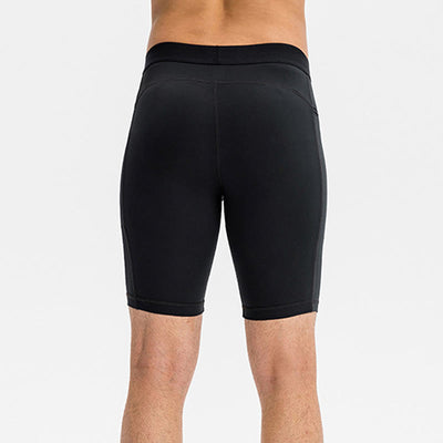 Foviel Men's Tight Stretch High Elasticity Quick Dry Sports Shorts With Zipper Pockets