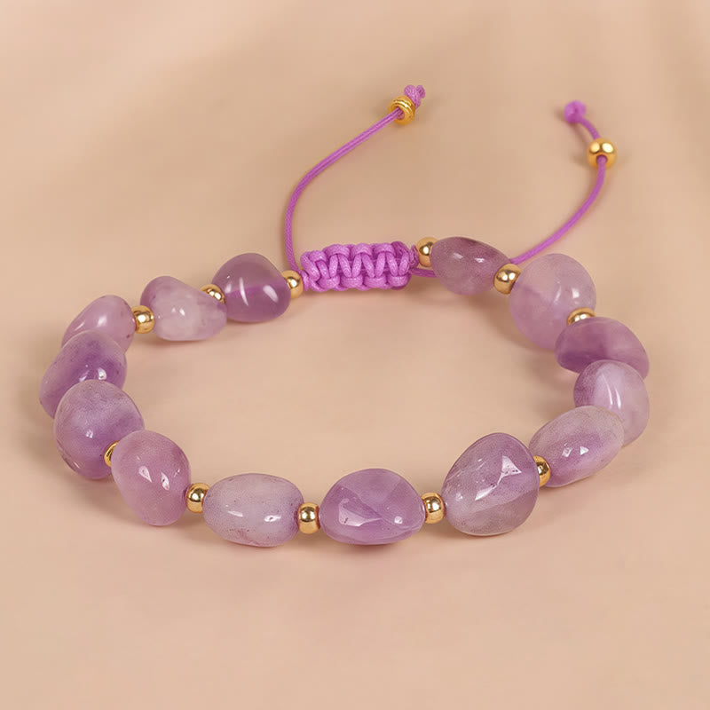 Foviel Irregular Shape Amethyst Braid String Balance Bracelet