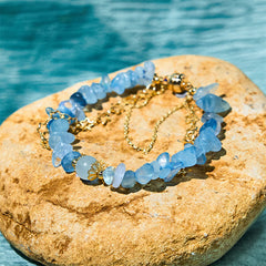 Foviel Aquamarine Gravel Design Star Healing Magnetic Buckle Bracelet