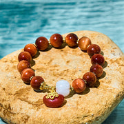 Foviel Natural Red Tiger Eye Pumpkin Calm Bracelet