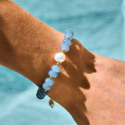 Foviel Natürliche Aquamarine Pearl Shell Heilende Perlen Armband